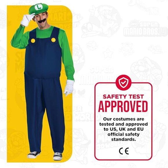 Disguise Men's Luigi Deluxe Adult Costume, Green, XXL - Picture 6 of 6